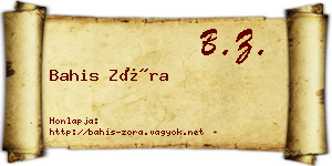 Bahis Zóra névjegykártya